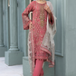 Cherry Red 'Hibiscus' Flossie Chiffon Ladies Suit