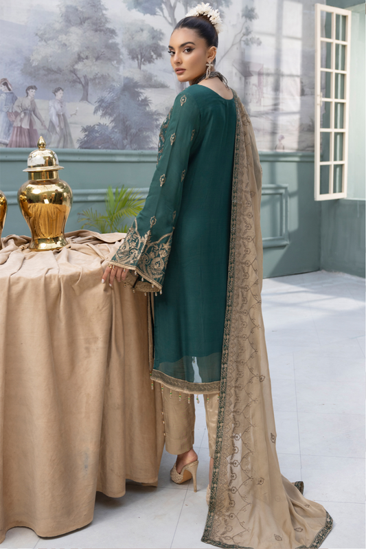 Dark Green 'Pine Grove' Flossie Chiffon Ladies Suit