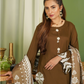 Olive Brown 'Pareezay' Dhanak Ladies Suit