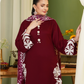 Dark Red 'Pareezay' Dhanak Ladies Suit