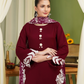 Dark Red 'Pareezay' Dhanak Ladies Suit