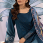 Dark Teal Blue 'Aafreen' Dhanak Ladies Suit