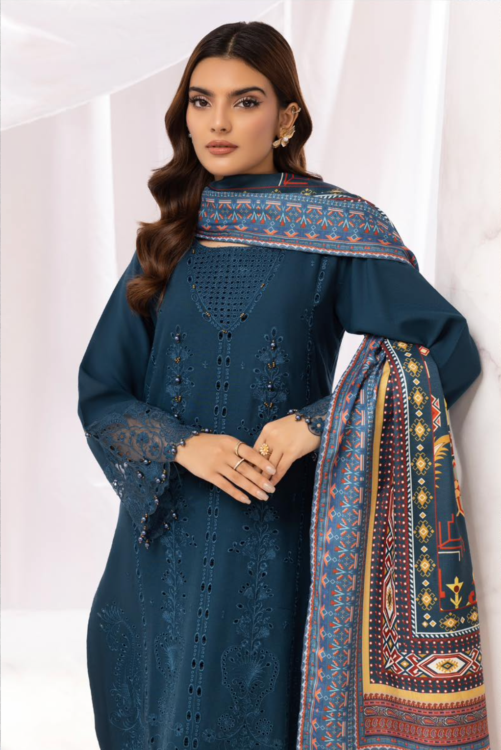 Dark Teal Blue 'Aafreen' Dhanak Ladies Suit