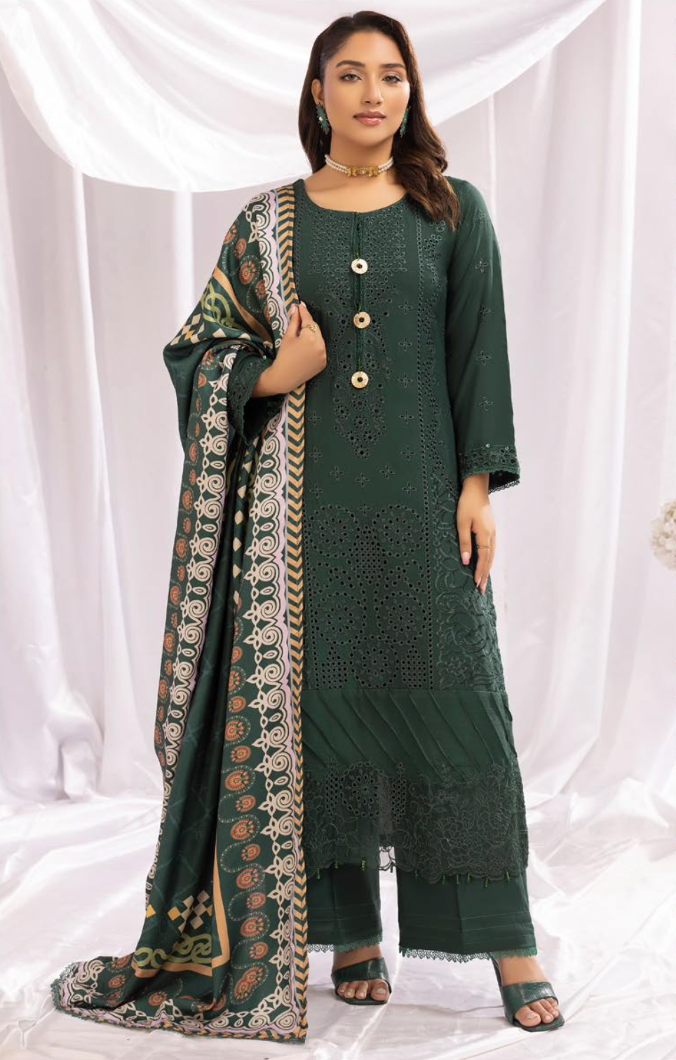 Dark Green 'Aafreen' Dhanak Ladies Suit