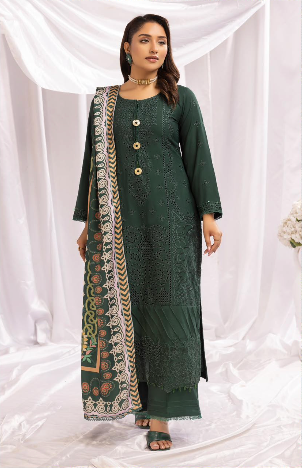 Dark Green 'Aafreen' Dhanak Ladies Suit