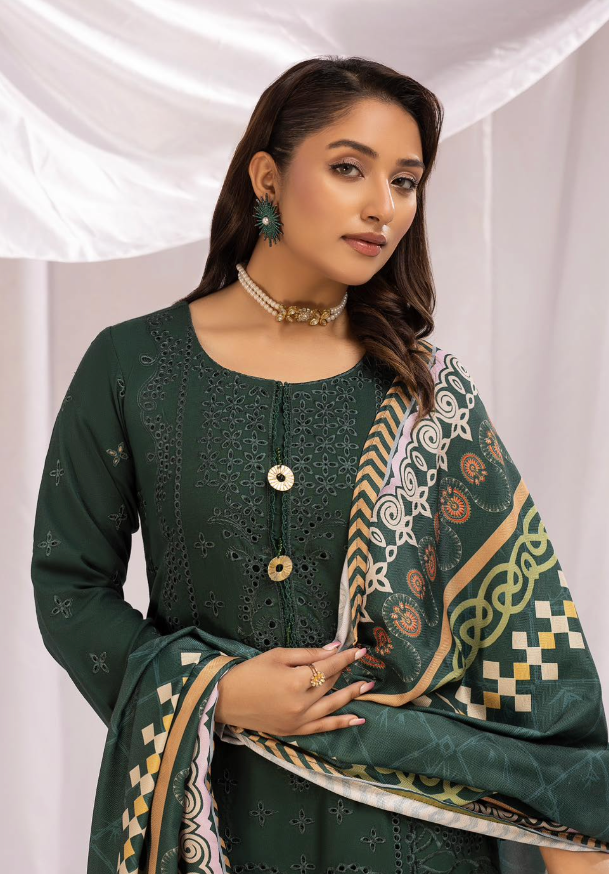 Dark Green 'Aafreen' Dhanak Ladies Suit