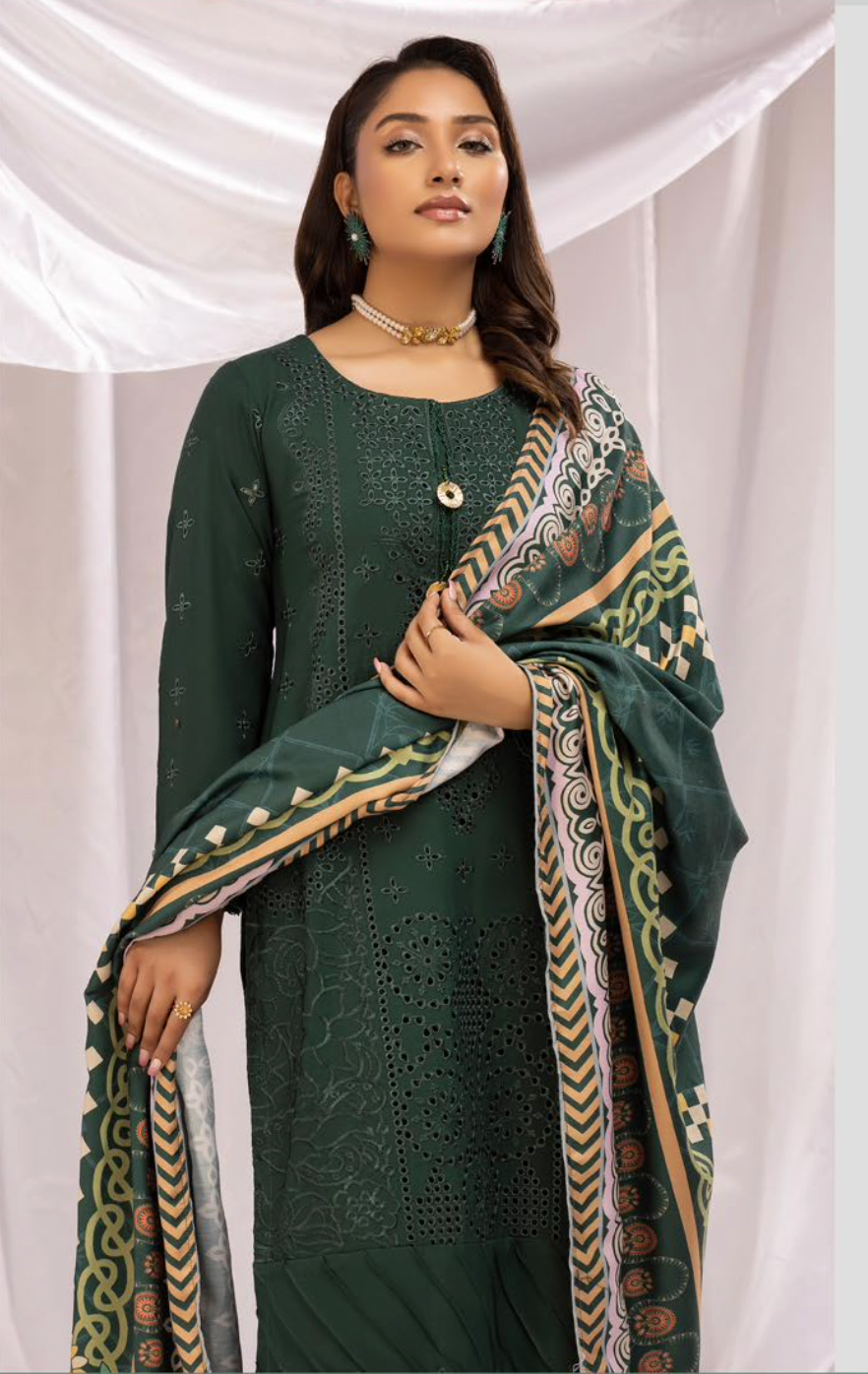 Dark Green 'Aafreen' Dhanak Ladies Suit