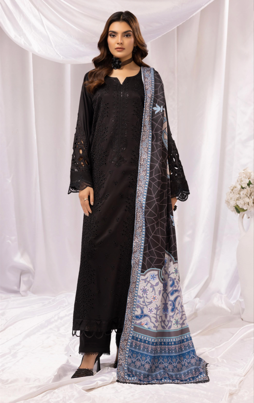 Black 'Aafreen' Dhanak Ladies Suit