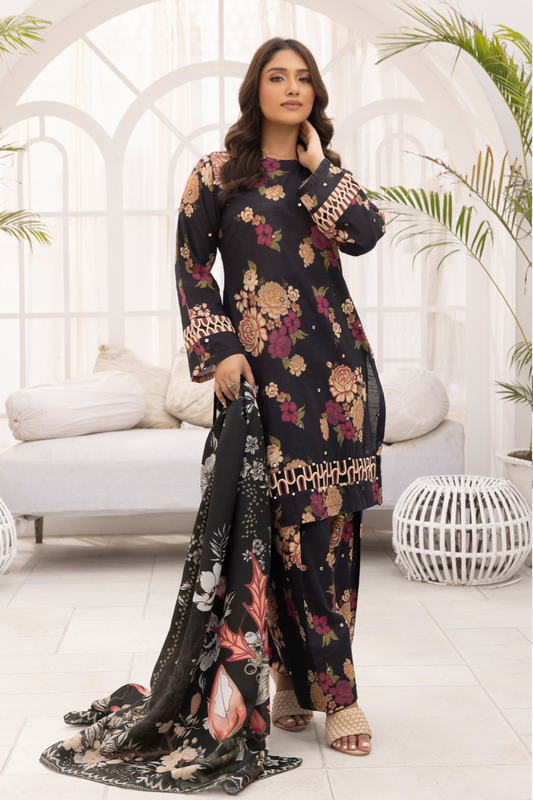 Black 'Bliss' Khaddar Ladies Suit