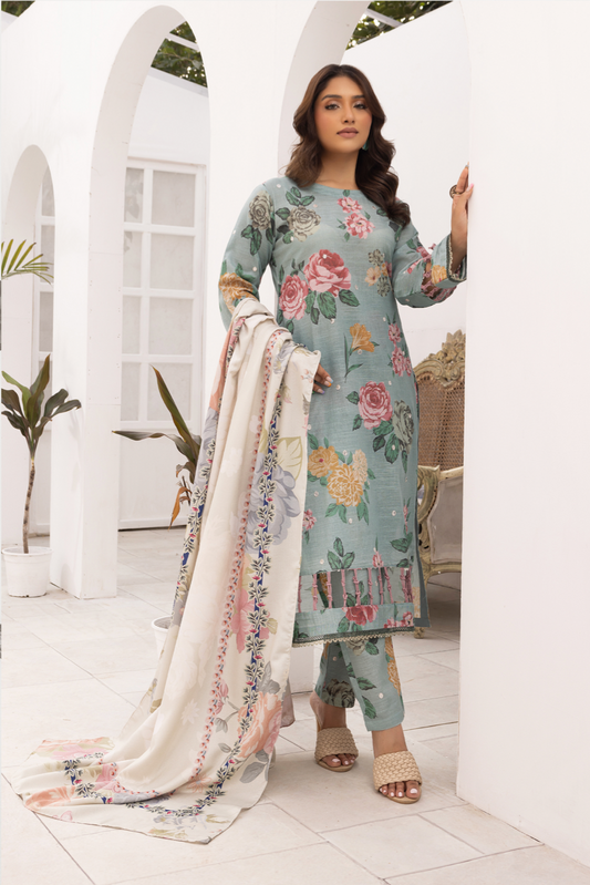 Light Teal Blue 'Bliss' Khaddar Ladies Suit