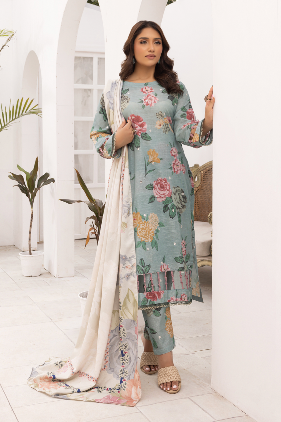 Light Teal Blue 'Bliss' Khaddar Ladies Suit