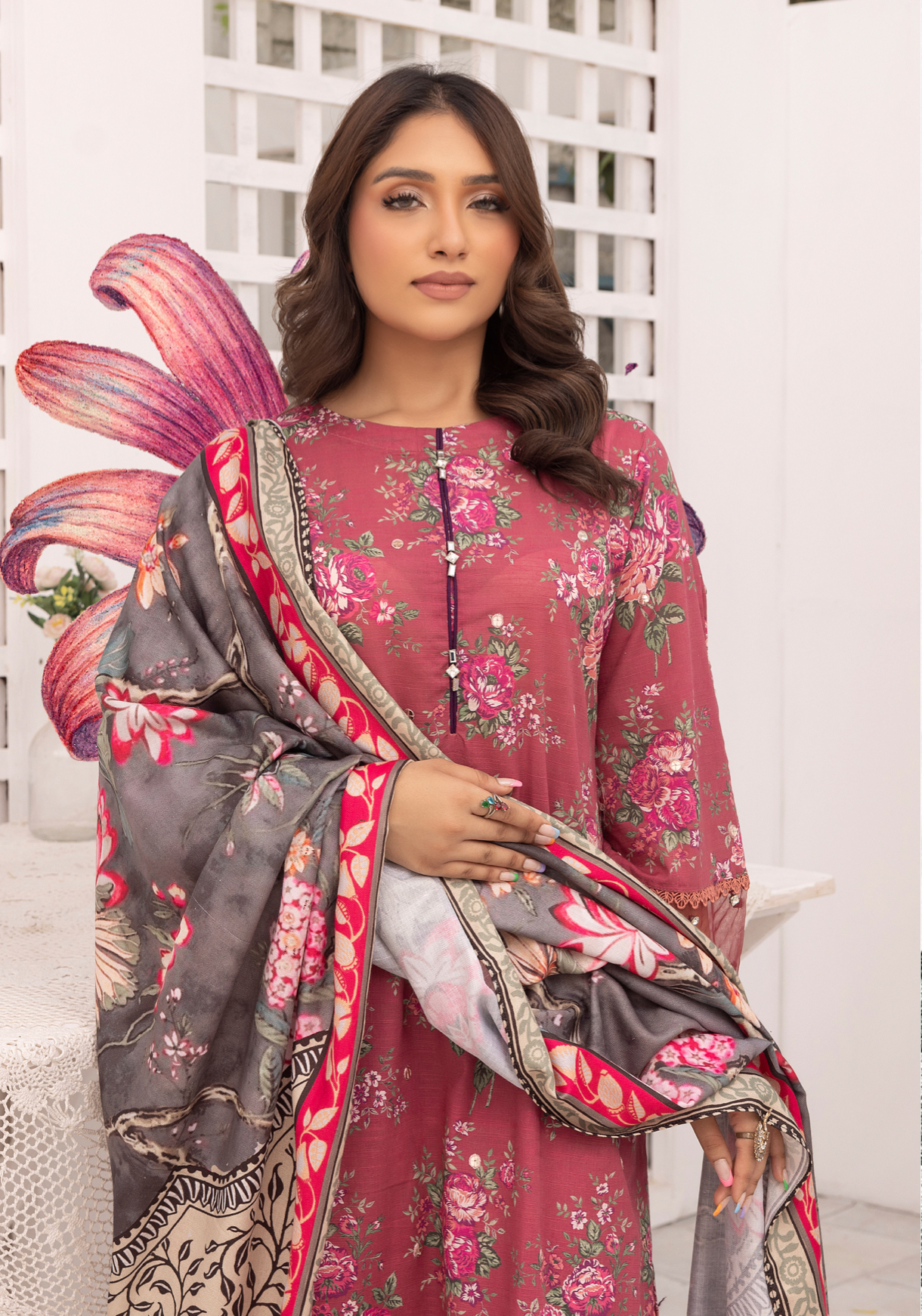 Dark Pink 'Bliss' Khaddar Ladies Suit