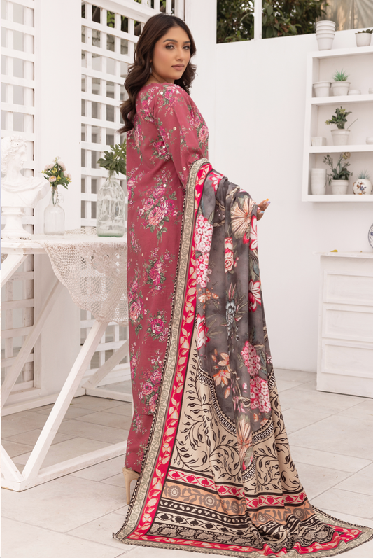 Dark Pink 'Bliss' Khaddar Ladies Suit