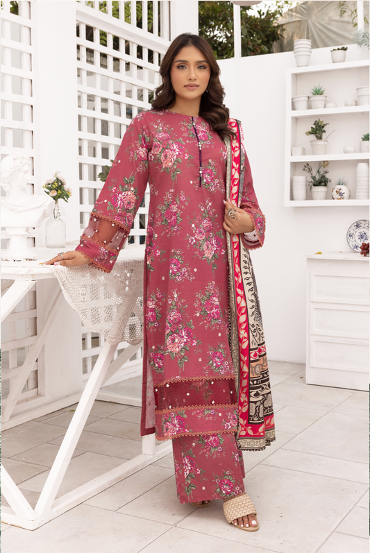 Dark Pink 'Bliss' Khaddar Ladies Suit