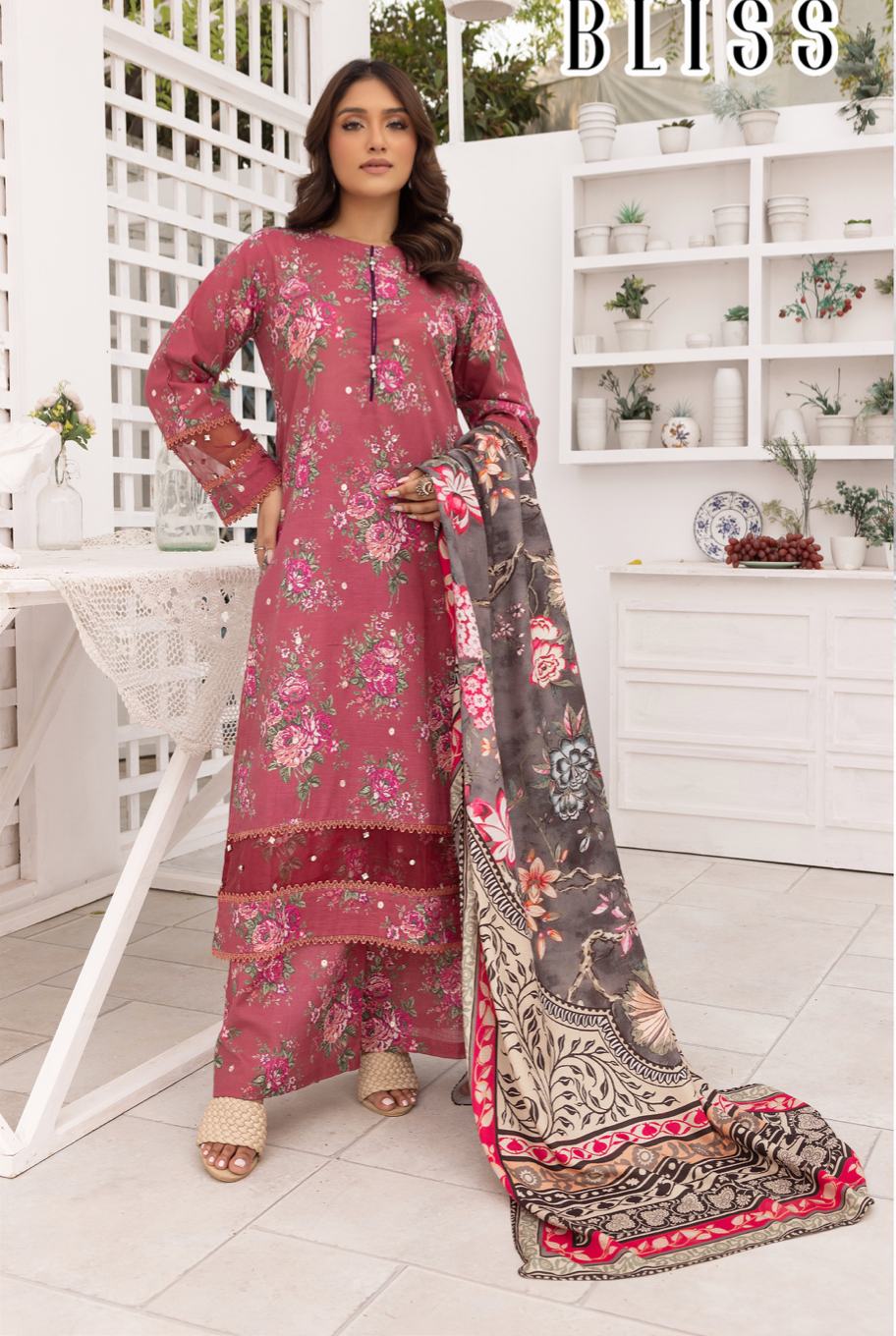 Dark Pink 'Bliss' Khaddar Ladies Suit