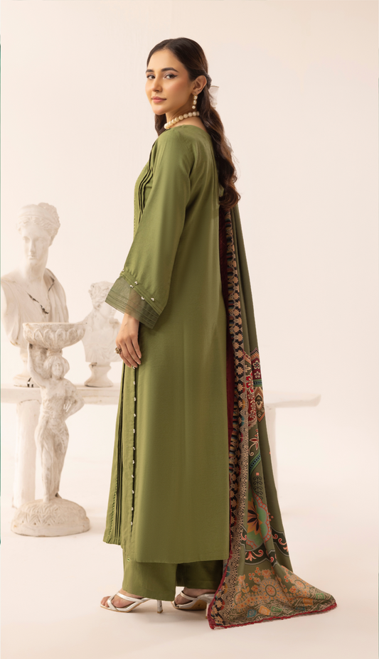 Green 'Sophia B' Dhanak Ladies Suit