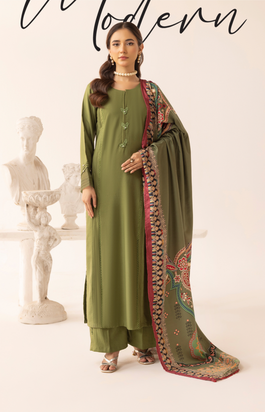 Green 'Sophia B' Dhanak Ladies Suit