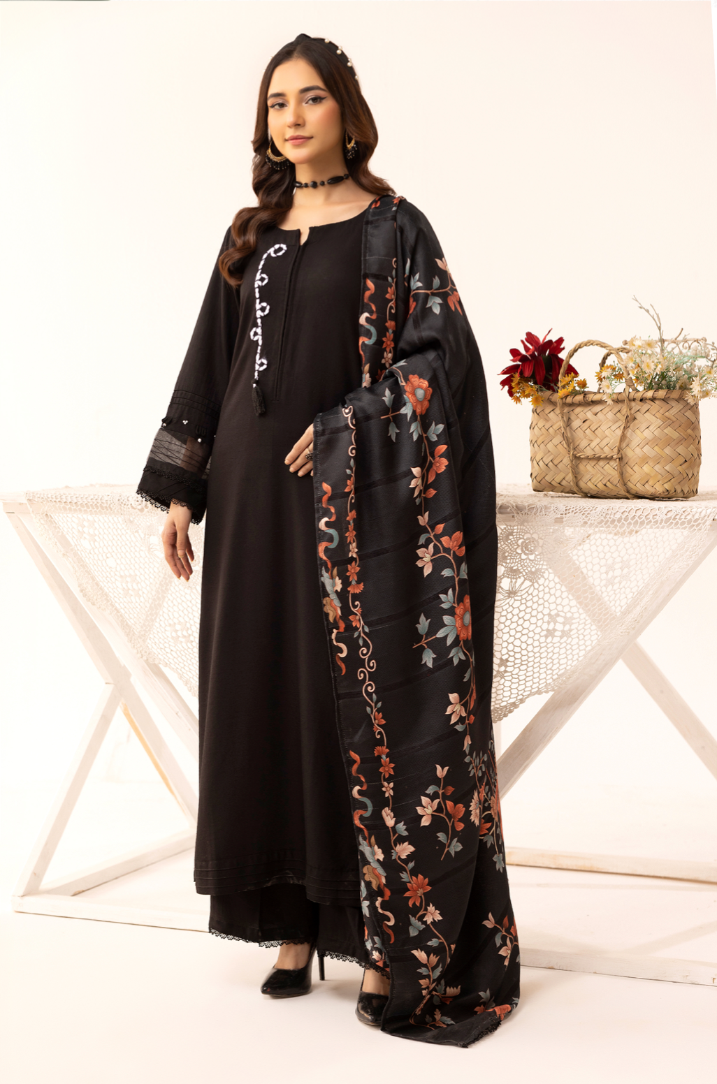 Black 'Sophia B' Dhanak Ladies Suit