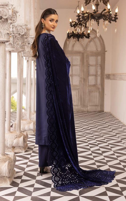 Navy Blue 'Sapna' Dhanak Ladies Suit