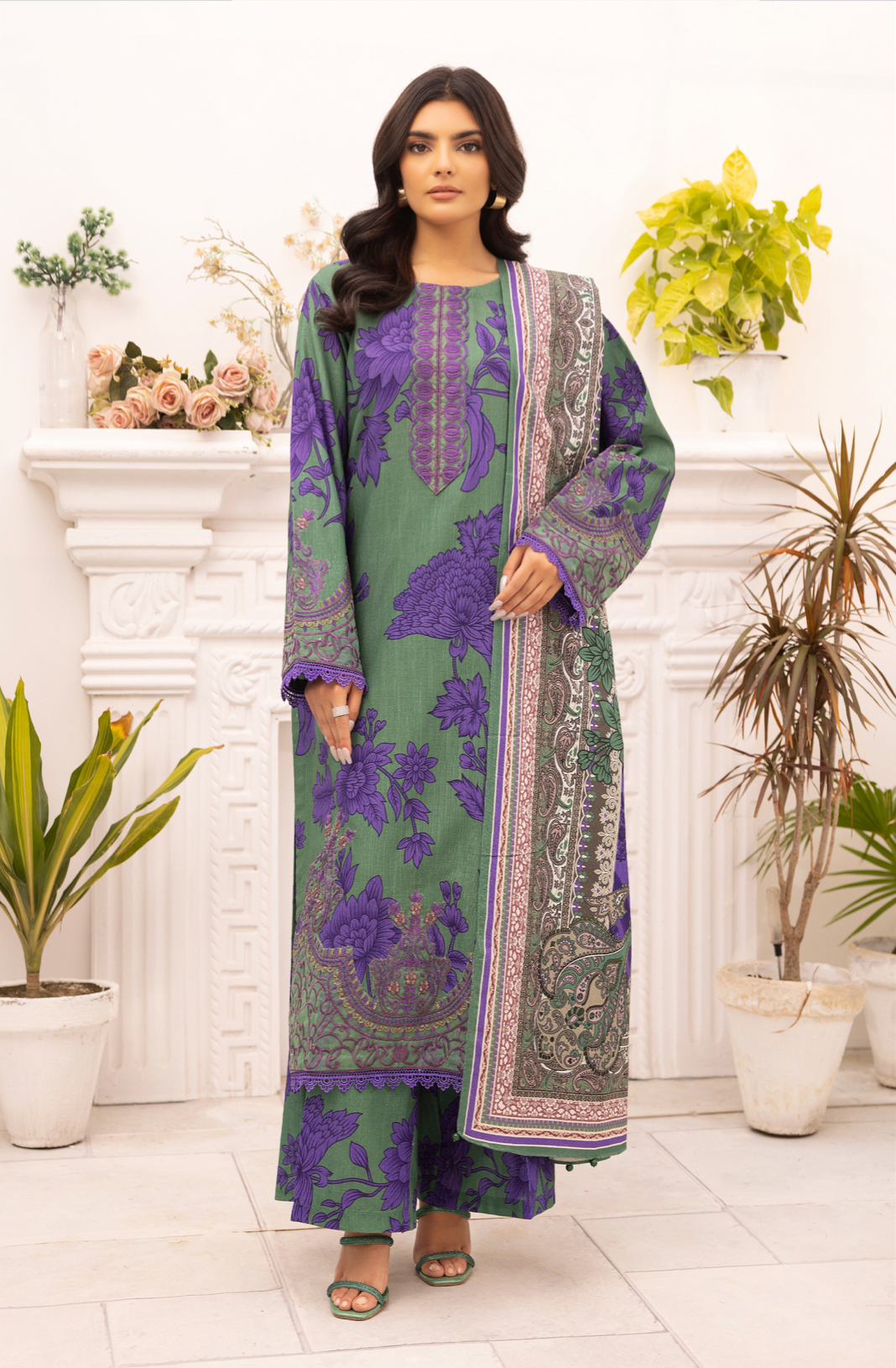 Green 'Aura Lux' Khaddar Ladies Suit