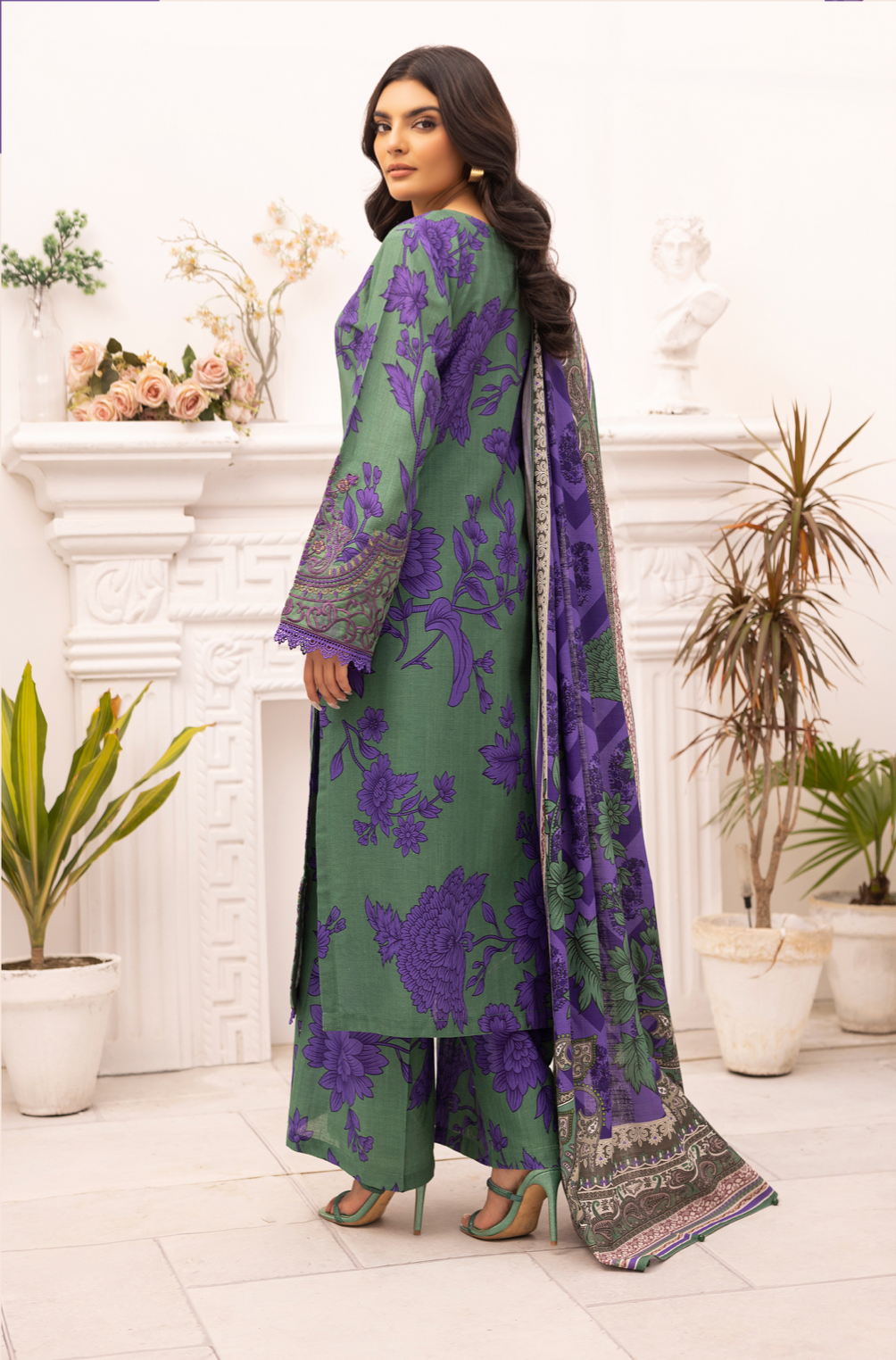 Green 'Aura Lux' Khaddar Ladies Suit