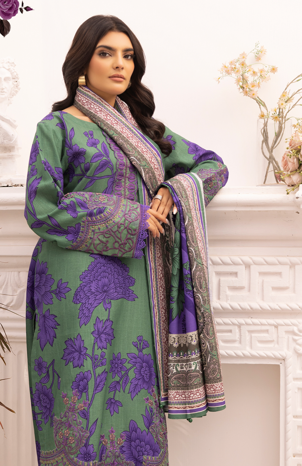 Green 'Aura Lux' Khaddar Ladies Suit