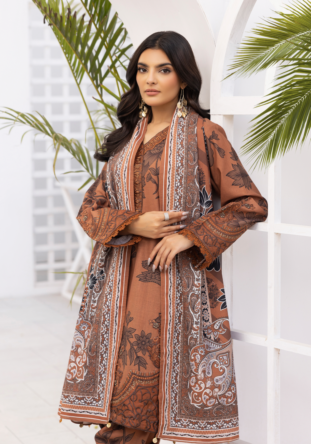 Brown 'Aura Lux' Khaddar Ladies Suit