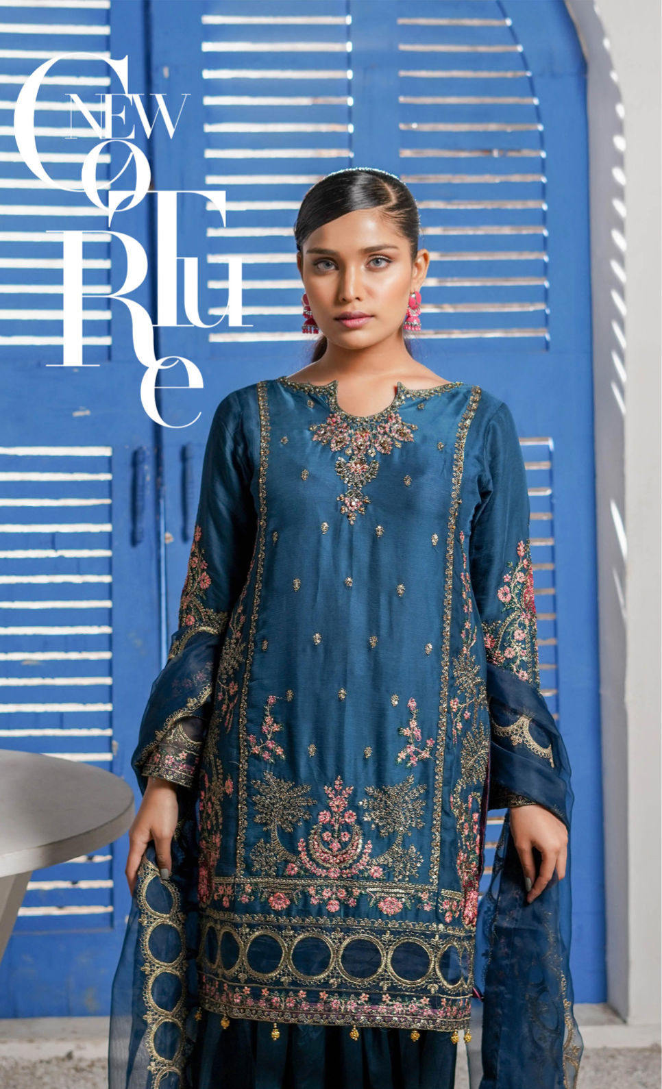 Dark Blue 'Haseen' Chiffon Ladies Suit