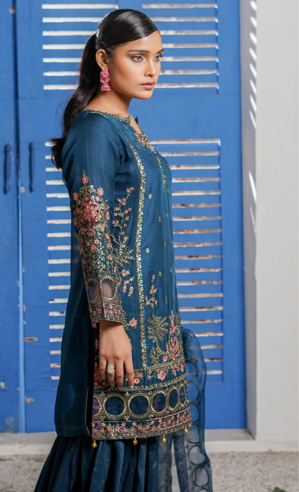 Dark Blue 'Haseen' Chiffon Ladies Suit