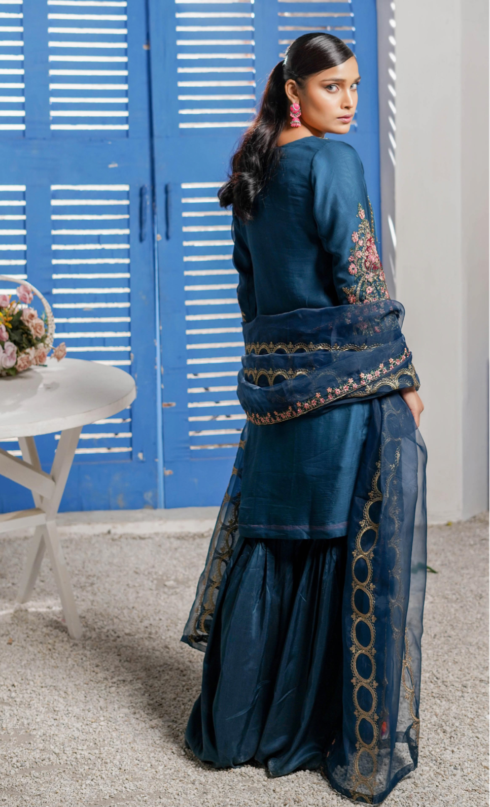 Dark Blue 'Haseen' Chiffon Ladies Suit