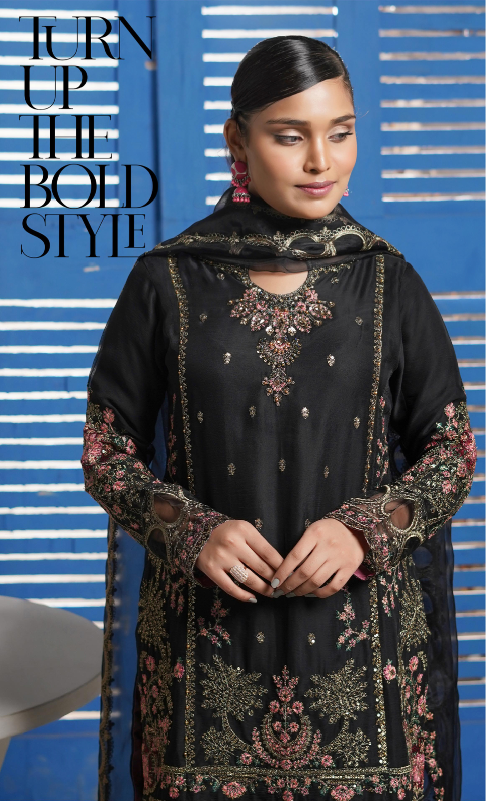 Black 'Haseen' Chiffon Ladies Suit