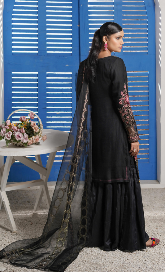 Black 'Haseen' Chiffon Ladies Suit