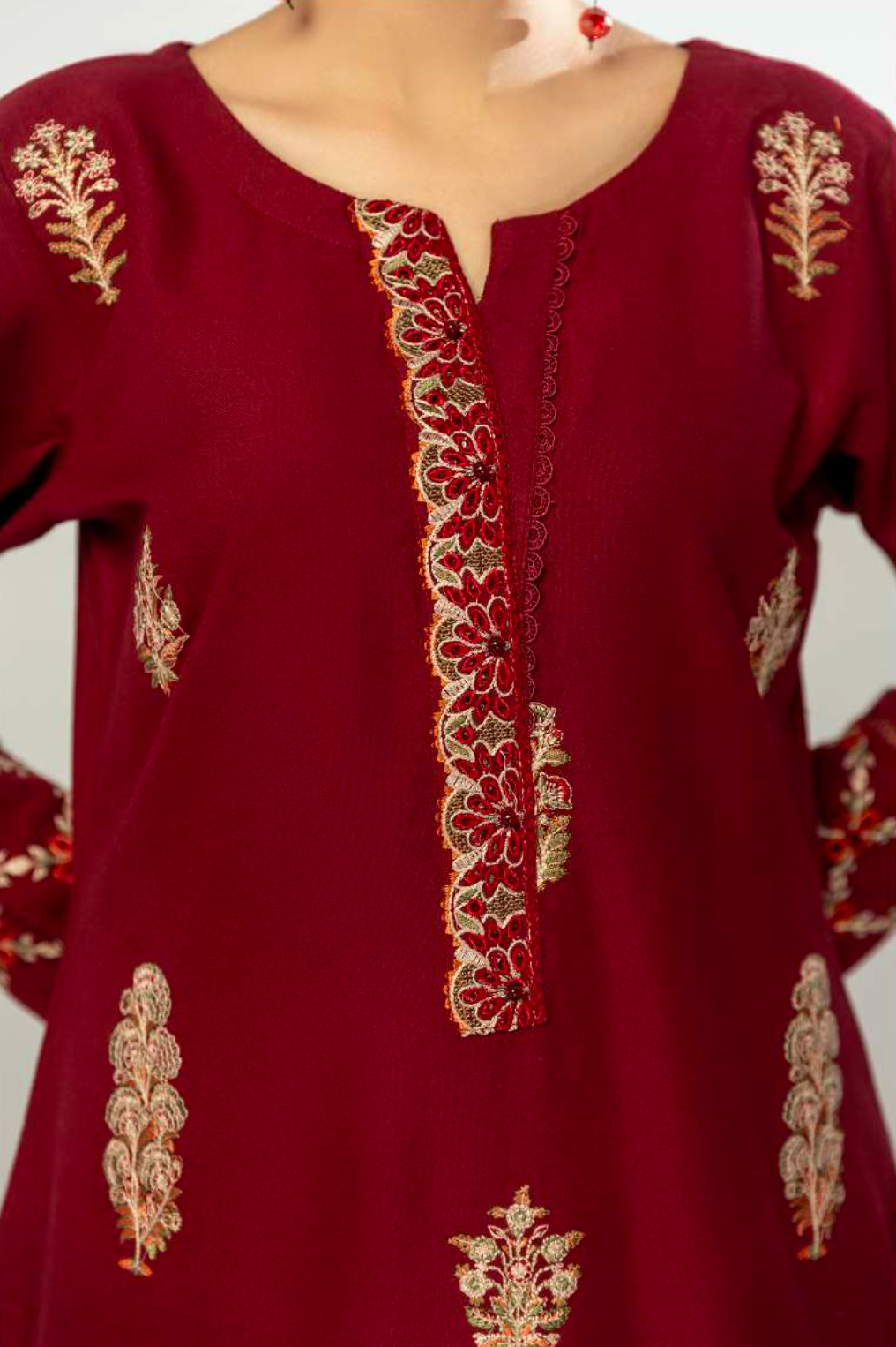 Maroon 'Alpine Luxe' Dhanak Ladies Suit