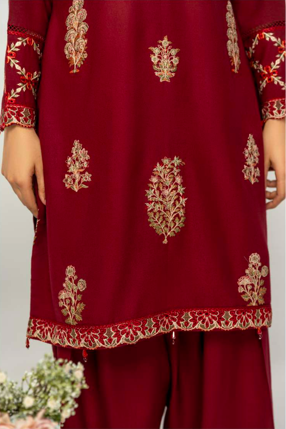 Maroon 'Alpine Luxe' Dhanak Ladies Suit