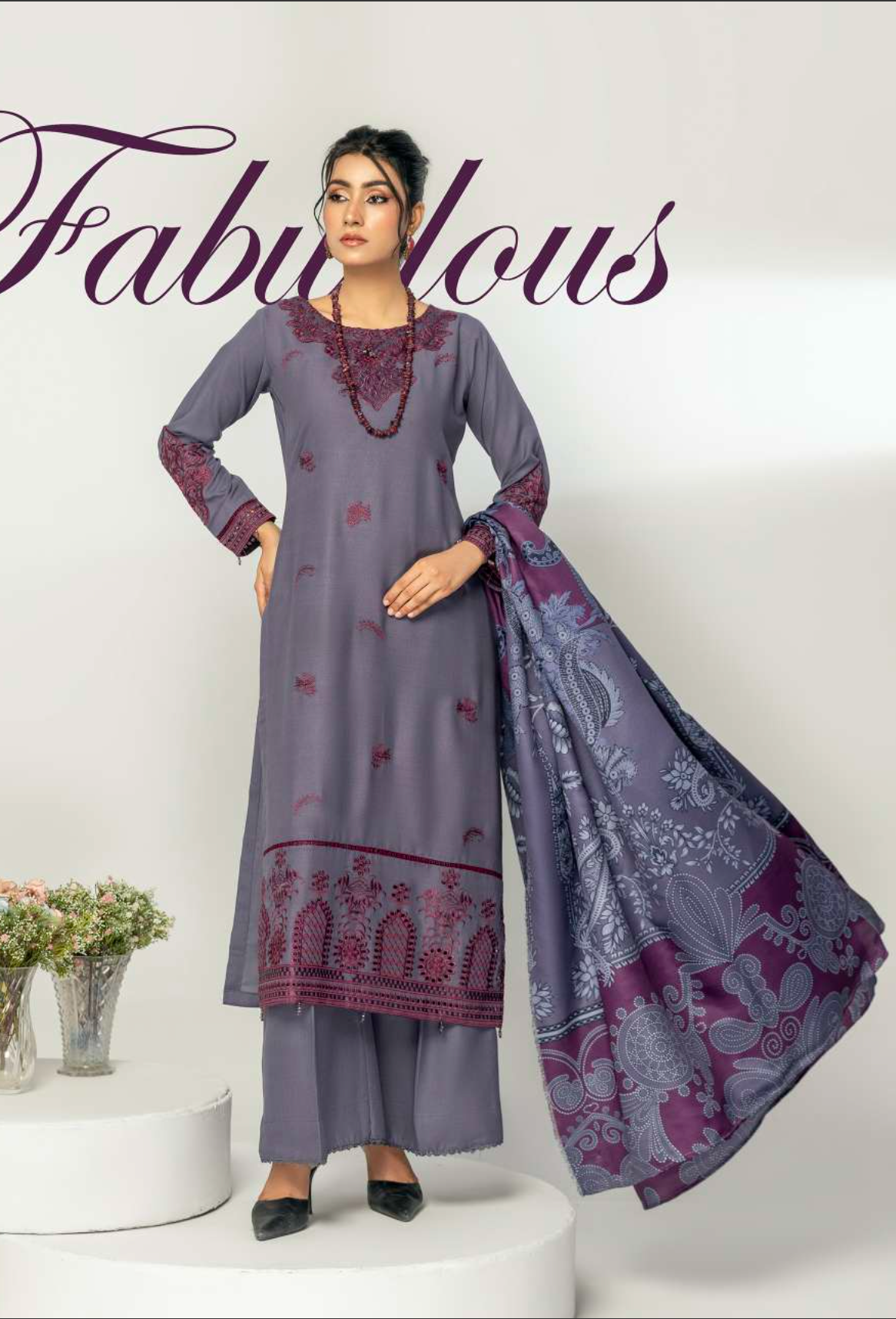 Slate Blue 'Alpine Luxe' Dhanak Ladies Suit