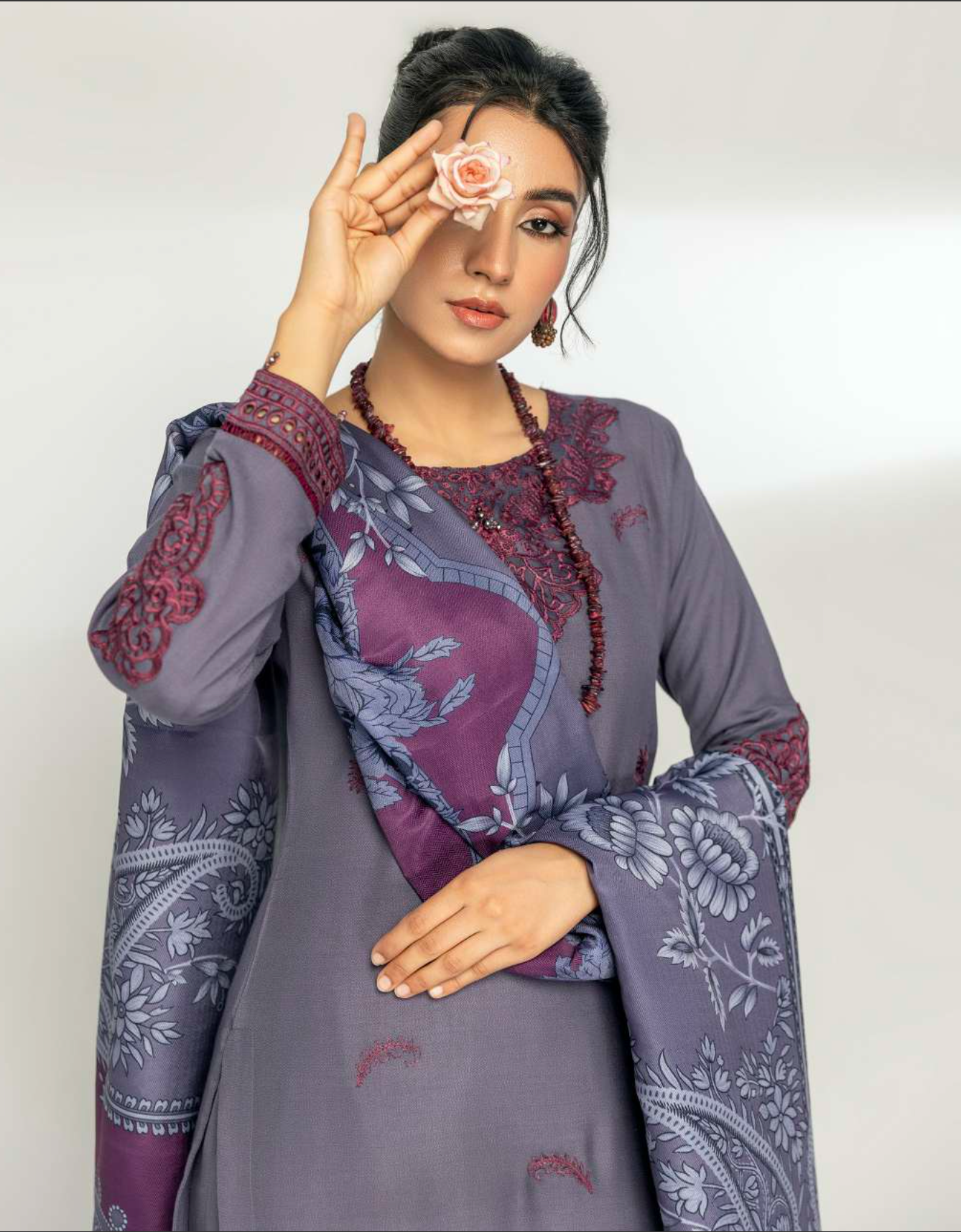 Slate Blue 'Alpine Luxe' Dhanak Ladies Suit