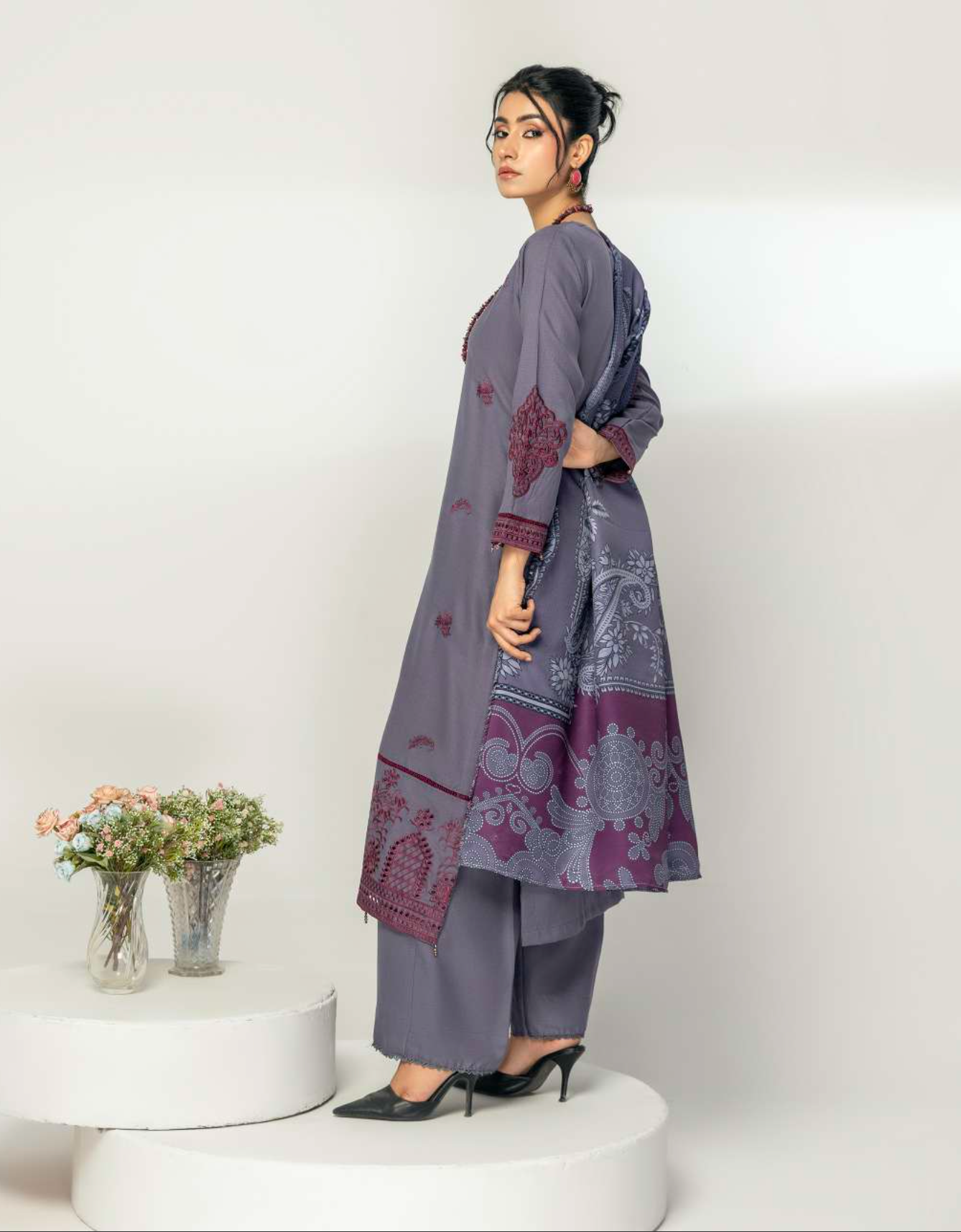 Slate Blue 'Alpine Luxe' Dhanak Ladies Suit