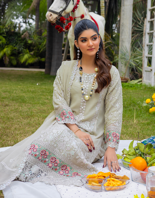 Olive Grey 'Andaaz' Chiffon Ladies Suit