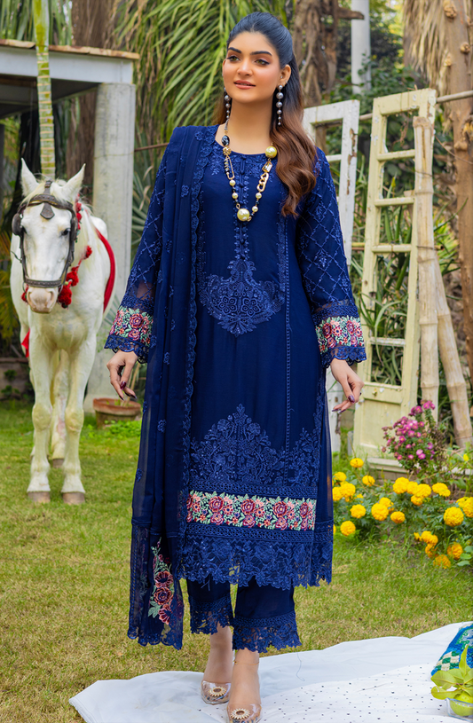 Navy Blue 'Andaaz' Chiffon Ladies Suit