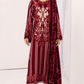 Maroon Red and Gold Maria B Design Velvet Ladies Suit