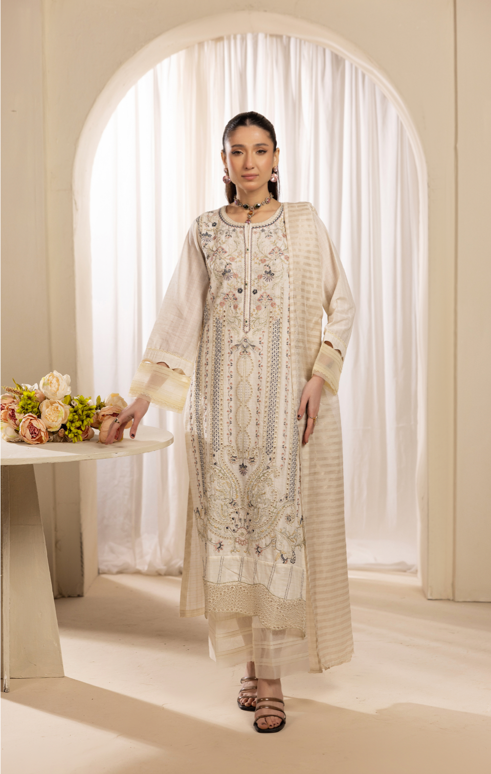 Cream 'Senorita Lux' Cotton Ladies Suit