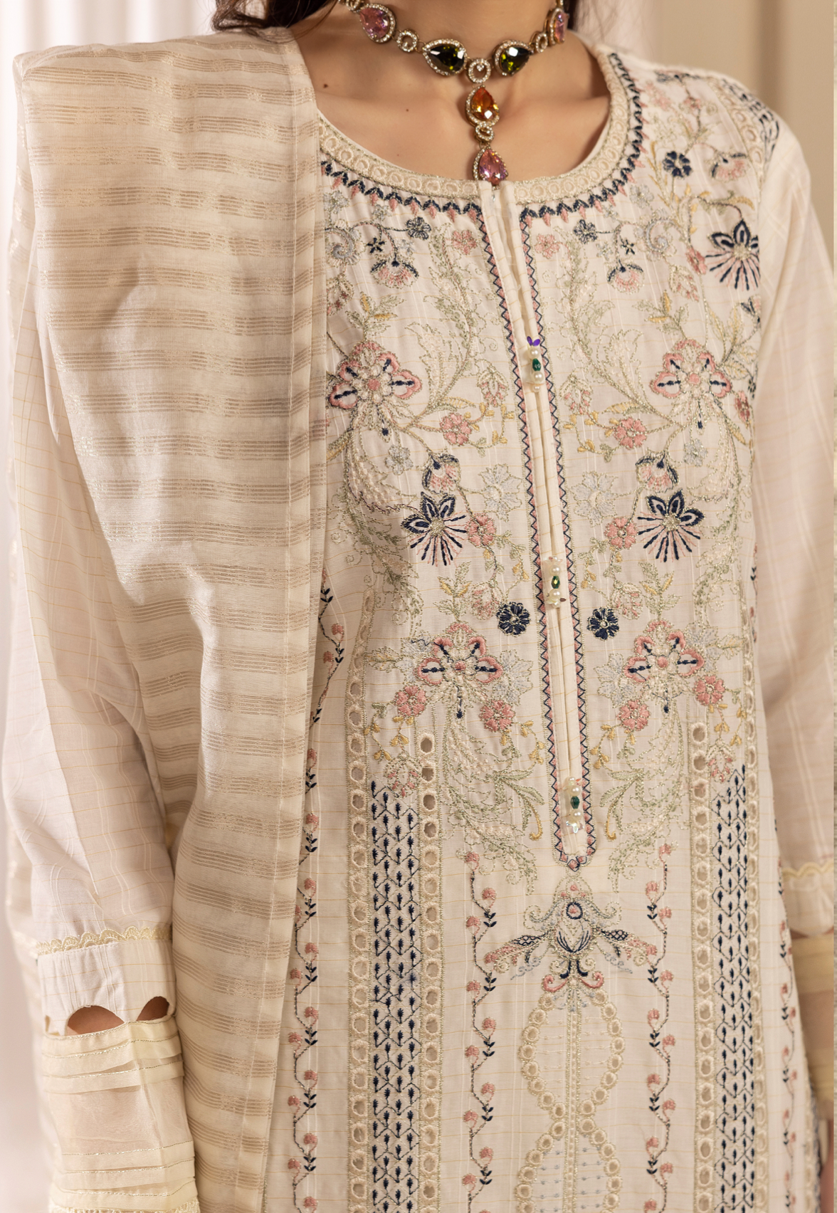 Cream 'Senorita Lux' Cotton Ladies Suit