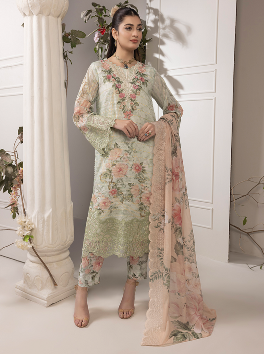 Light Mint Green 'Zalea' Jacquard Ladies Suit