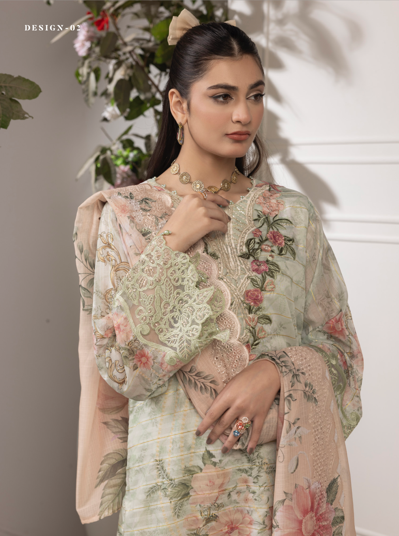 Light Mint Green 'Zalea' Jacquard Ladies Suit
