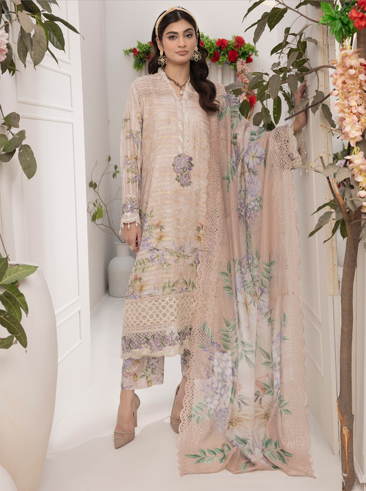Nude Beige 'Zalea' Jacquard Ladies Suit