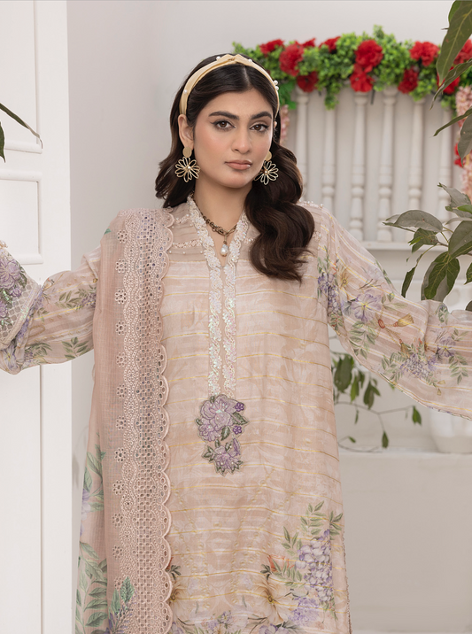 Nude Beige 'Zalea' Jacquard Ladies Suit