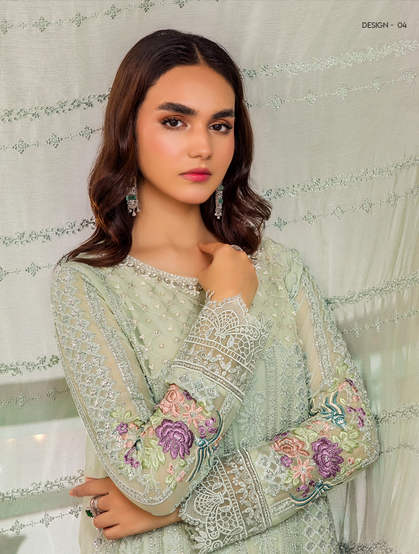 Mint Green 'Ronak-E-Mehal' Chiffon Ladies Suit