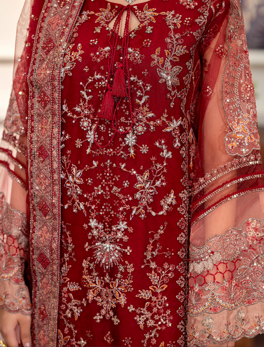 Maroon Red 'Inayat' Net Ladies Suit