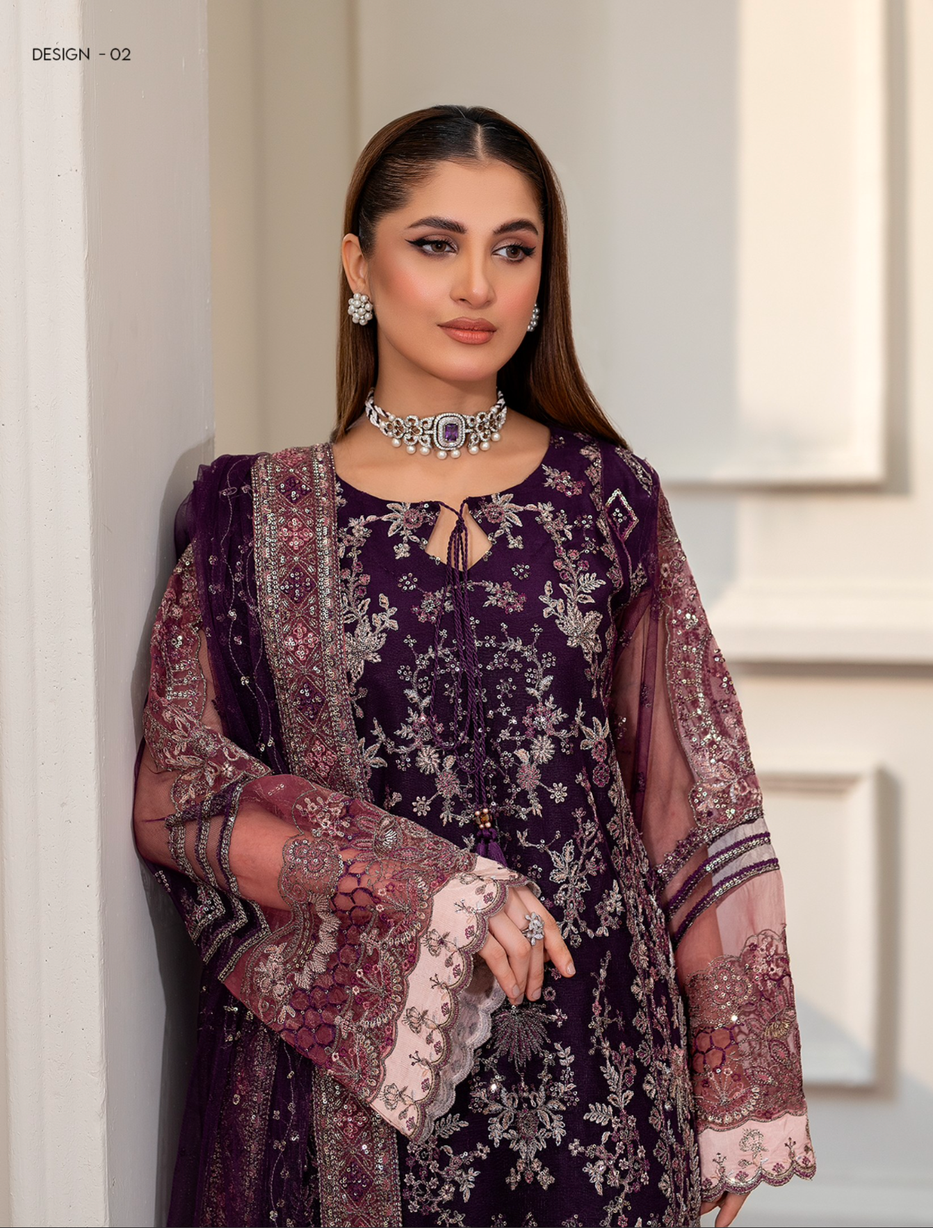 Purple 'Inayat' Net Ladies Suit