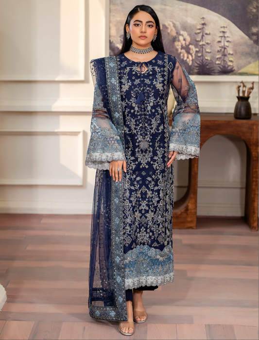 Navy Blue 'Inayat' Net Ladies Suit